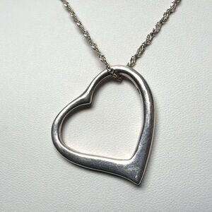 925 Sterling Silver Open Heart Pendant On 20” Singapore Chain Necklace